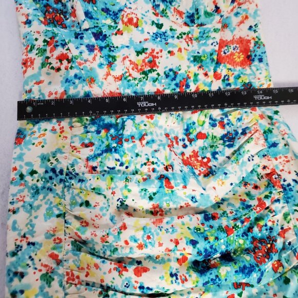 Nanette Lepore White & Multicolor Printed Sleeveless Rouched Sheath Dress sz 6 - Picture 10 of 16